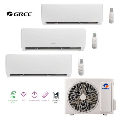 Gree FM 21 + Pular 9 + Pular  9 + Pular 12 - 3x1 aire acondicionado